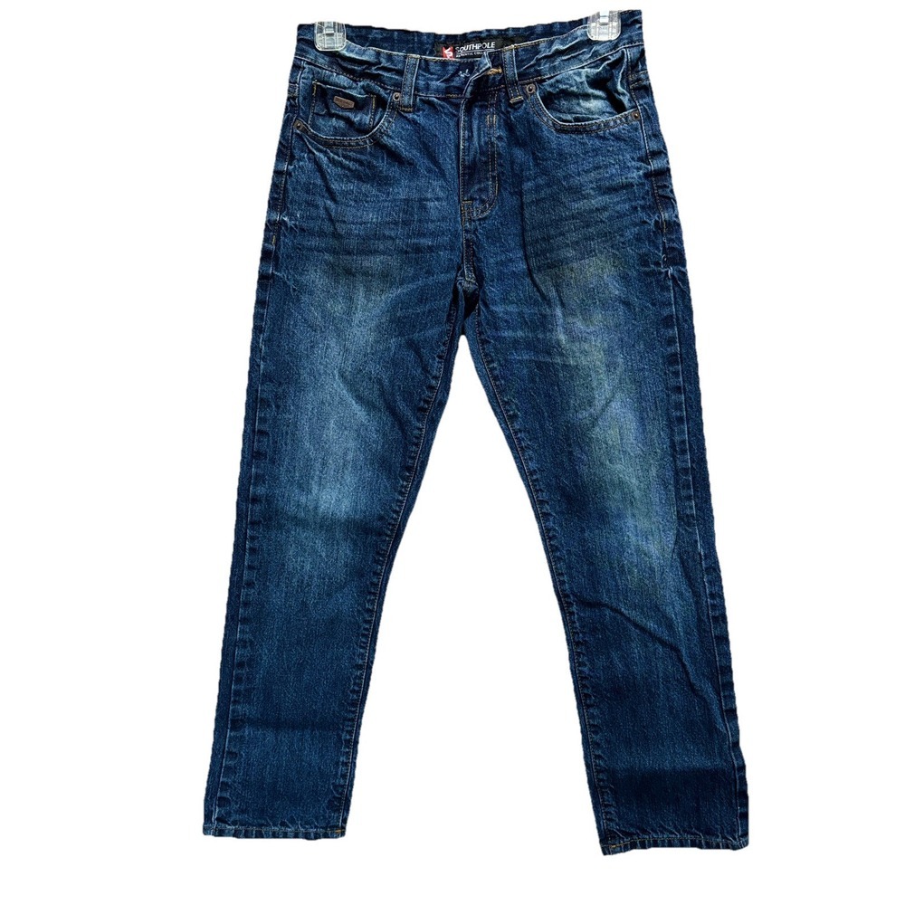 Southpole Boy's Sz 12 Blue Jeans Dark‎ Wash Logo Zipper Pockets